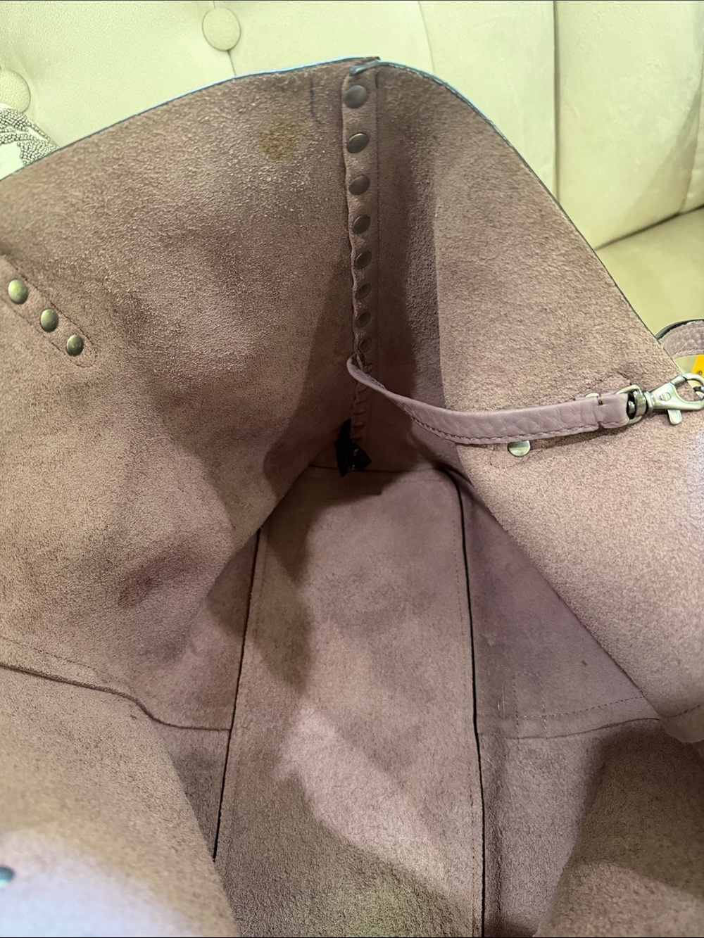 Rebecca Minkoff Dusty Lavender Pebbled Leather Tote with Zip Pouch - Picture 9 of 10
